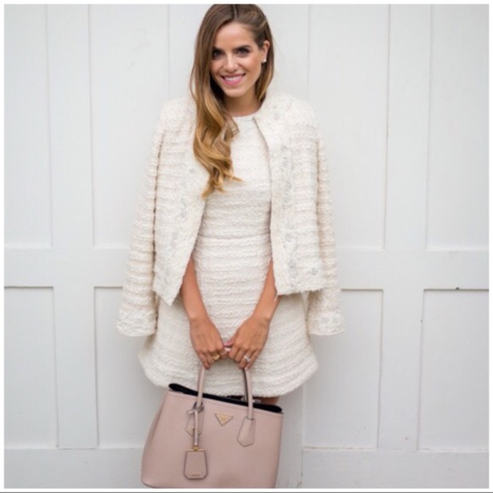 NWT Alice + Olivia Haven Embellished Ivory Tweed Dress - Picture 1 of 12